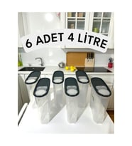 6'lı Set 4L Sızdırmaz Erzak ve Bakliyat Saklama Kabı Kiler Kutusu