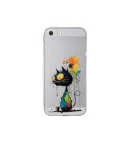 iPhone 5 SE ile Uyumlu Splash Kedi Tasarımlı Şeffaf Silikon Kılıf
