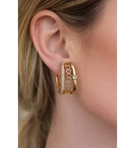Xuping Rose Gold 3 lü Zirkon Taşlı Şık Tasarım Kadın Küpe (Mürdüm)