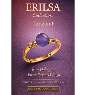 Sertifikalı Kan Dolaşımı Enerji Yüzüğü – Tanzanit Taşı Ayarlanabilir Gold İnce Kasa Terazi Balık (Çok Renkli)