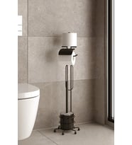 Banyo Tuvalet Fırçalığı Tuvalet Kağıdı Askısı Yedekli Ayaklı Siyah