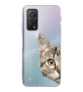 Xiaomi Mi 10T  Kamera Korumalı Kapak Catface Tasarımlı Şeffaf  Kılıf