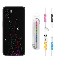 Vivo Y15S Y32 Y33S Y51 Y53S Kılıf Kablo Koruma Spiral Silikon Line Planet 1736