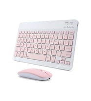 Kablosuz Bluetooth Türkçe Q Klavye ve Mouse Seti Ios/AndroidTablet Telefon Uyumlu Şarjlı (Pembe)