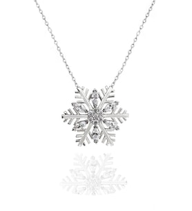 Diamond Seri Elegant Kar Tanesi Snowflake Kadın Gümüş Kolye