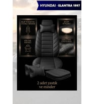 hyundai elantra 1997 Koltuk ve Kılıf uyumlu Siyah Lüks Minder Yastık 2 Minder 2 Yastık
