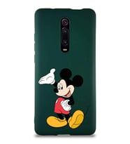 Xiaomi Mi 9T Soft Premier Kapak Mickey Mouse-C Tasarımlı Silikon Kılıf - Yeşil (Şeffaf)