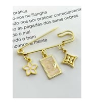 Altın Renk Broş İskoç İğnesi Yaka İğnesi Charmlı İğne Çengelli İğne Lotus Ay Yonca (Gold)