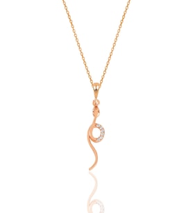 Gümüş rose zirkon taşlı  yılan kolye SGTL12063ROSE