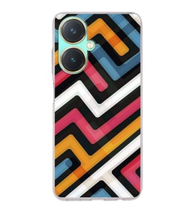 PrintiFy Vivo Y27 Uyumlu Kamera Korumalı Labirent Grafiti Tasarımlı Şeffaf Silikon Kılıf