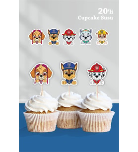 Paw Patrol Temalı Cupcake Süsü 20'li