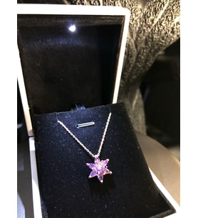 Vog Ametist Taşlı Lotus Çiçeği 925 Ayar Gümüş Sevgiliye,Eşe,Anneye,Arkadaşa Hediye Kolye (Rose)