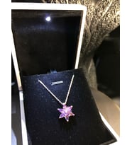 Vog Ametist Taşlı Lotus Çiçeği 925 Ayar Gümüş Sevgiliye,Eşe,Anneye,Arkadaşa Hediye Kolye (Rose)