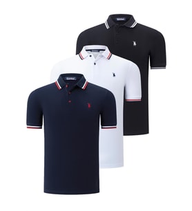 ÜÇLÜ SET T8594 DEWBERRY ERKEK T-SHIRT-SİYAH-BEYAZ-LACİVERT