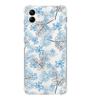 Samsung Galaxy A04  Köşe Korumalı Antişok Kapak Floral Mavi Tasarımlı Şeffaf  Kılıf