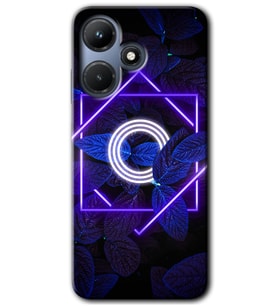 İnfinix Hot 30i Kılıf HD Desen Baskılı Kılıf - Dark Neon Yaprak O Harfi