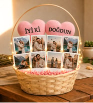 Kişiye Özel 8 Fotoğraflı İyi ki Doğdun Tasarımlı Fotoğraf Buketi