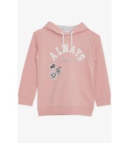 Breeze Kız Çocuk Sweatshirt Pullu Simli Gülenyüz Baskılı 4-9 Yaş, Gülkurusu