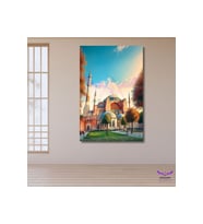 Tekli Dikey Kanvas Modern Salon Tablosu Ayasofya Camii Manzarası