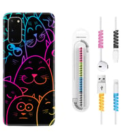 Samsung A02S A03S A10 A12 A13 A21S A22 Kılıf Kablo Koruma Spiral Silikon Neon Cats 1790