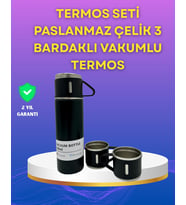Çelik Termos Bardak Seti 500 Ml Kapasite, Kaymaz Taban, Hediye Kutulu