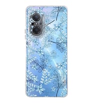 Huawei Nova 9 Se  Kamera korumalı Kapak Floral Mavi Tasarımlı  Şeffaf Kılıf