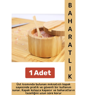 Dayanıklı Mutfak Mıknatıslı Kapak Hijyenik Çok Şık Doğal Ahşap Kaşıklı Baharatlık Kaşık Seti 1 Adet