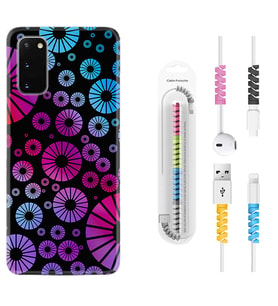 Samsung A02S A03S A10 A12 A13 A21S A22 Kılıf Kablo Koruma Spiral Silikon Daireler 1751