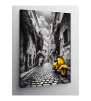 Kanvas Tablo Sokakta Sarı Vespa 100 X 140 Cnvsdkey-126337-100-140