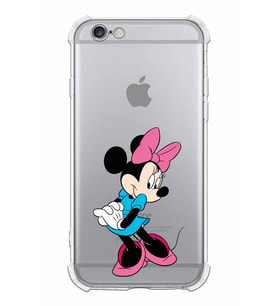Apple iPhone 6 Plus Uyumlu Köşe Korumalı Antişok  Kapak Minnie Mouse Tasarımlı Şeffaf  Kılıf
