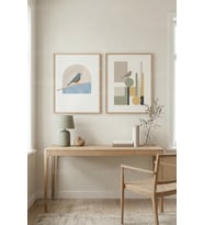 Minimalist Kuş Figürleri 2’li Ahşap Çerçeveli Tablo Seti