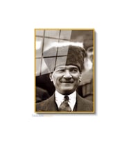 Dikey Çerçeveli Cam Cam Ata 035 Modern Ev Dekoru Duvar Sanatı Ev Ofis Tablosu (Altın)