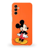 Samsung Galaxy M13 Uyumlu Lansman Kılıf Altı Kapalı İçi Kadife  Mickey Mouse-D Tasarımlı  Kapak (Şeffaf)
