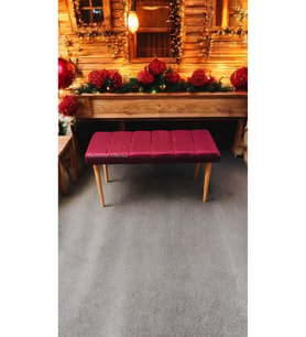 Ahşap Ayaklı Handmade Geniş Oturum Alanlı düz Kumaş Pofidik Puf bench, ayak ucu uzatmalık