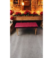 Ahşap Ayaklı Handmade Geniş Oturum Alanlı düz Kumaş Pofidik Puf bench, ayak ucu uzatmalık