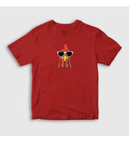 Presmono Unisex Çocuk Kırmızı Sunglasses Chicken Tavuk T-Shirt 413617tt (Kırmızı)