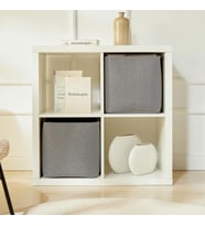 Ocean Home Textile 2'li Antrasit Renk Dokulu Kumaş Sepet Set 30 x 30 x 30 cm
