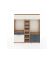 Hyperion Dolap 11 Raflı 4 Çekmeceli 2 Askılı 220x44x243 Çam-Aytaşı/Antrasit