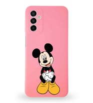 Samsung Galaxy M13 Uyumlu Lansman Kılıf Altı Kapalı İçi Kadife  Mickey Mouse-A Tasarımlı  Kapak (Şeffaf)