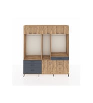 Hyperion Dolap 8 Raflı 4 Çekmeceli 3 Askılı 220x44x243 Çam-Çam/Antrasit