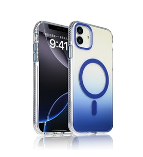 Apple iPhone 11 Uyumlu Kılıf M-safe Şarj Özellikli Transparan Renk Geçişli Zore Toros Kapak (Mavi)