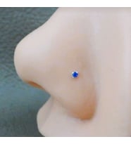 925 Ayar Gümüş Parlamet Mavi Taşlı Hızma Burun Piercing (Çok Renkli)