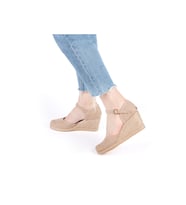 Gerçek Elişi Bilekten Bantlı Topuğu Açık Keten Espadril Dolgu Topuk Handmade (Çok Renkli)