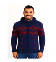 Tarz Cool T00465 Erkek Desenli Fermuarlı Triko Hırka - Bordo - ST00465-Bordo-L (Mavi)