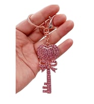 Kristal Taşlı Pembe Anahtar Anahtarlık No.1