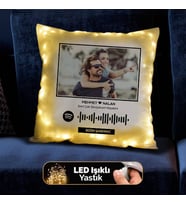 Sevgiliye Hediye Fotoğraflı ve Işıklı Spotify Ses İzi Yastık