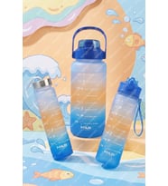 3'lü Motivasyonel Matara Seti (2L - 900ml - 500ml) - Tritan Pipetli Sporcu Su Şişesi BPA FREE