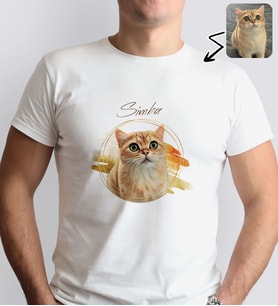 BK Gift Kişiye Özel Evcil Hayvan Tasarımlı Erkek Beyaz Tişört-6, Sevgiliye Hediye, Arkadaşa Hediye, Trend T-Shirt