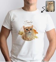 BK Gift Kişiye Özel Evcil Hayvan Tasarımlı Erkek Beyaz Tişört-6, Sevgiliye Hediye, Arkadaşa Hediye, Trend T-Shirt