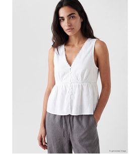 LCW Vision Ekru V Yaka Dantel Detaylı Peplum Bluz
